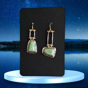 Asymmetrical Hanging earrings with natural stone.